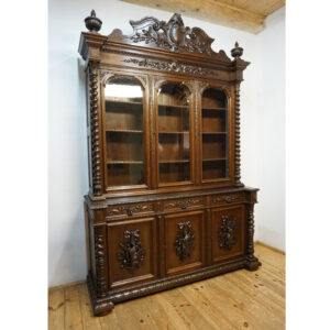 WYJĄTKOWA FRANCUSKA BIBLIOTEKA KREDENS MYŚLIWSKI – XIX w. – PO RENOWACJI