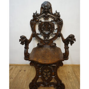 BOGATO RZEŹBIONY FOTEL NEORENESANS ORYGINAŁ