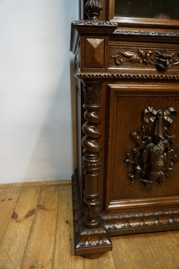 WYJĄTKOWA FRANCUSKA BIBLIOTEKA KREDENS MYŚLIWSKI – XIX w. – PO RENOWACJI