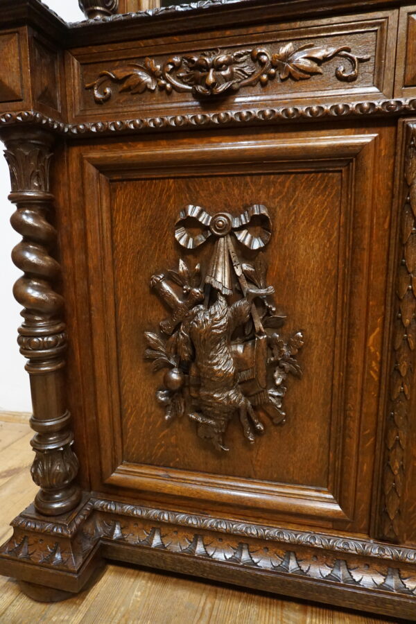 WYJĄTKOWA FRANCUSKA BIBLIOTEKA KREDENS MYŚLIWSKI – XIX w. – PO RENOWACJI