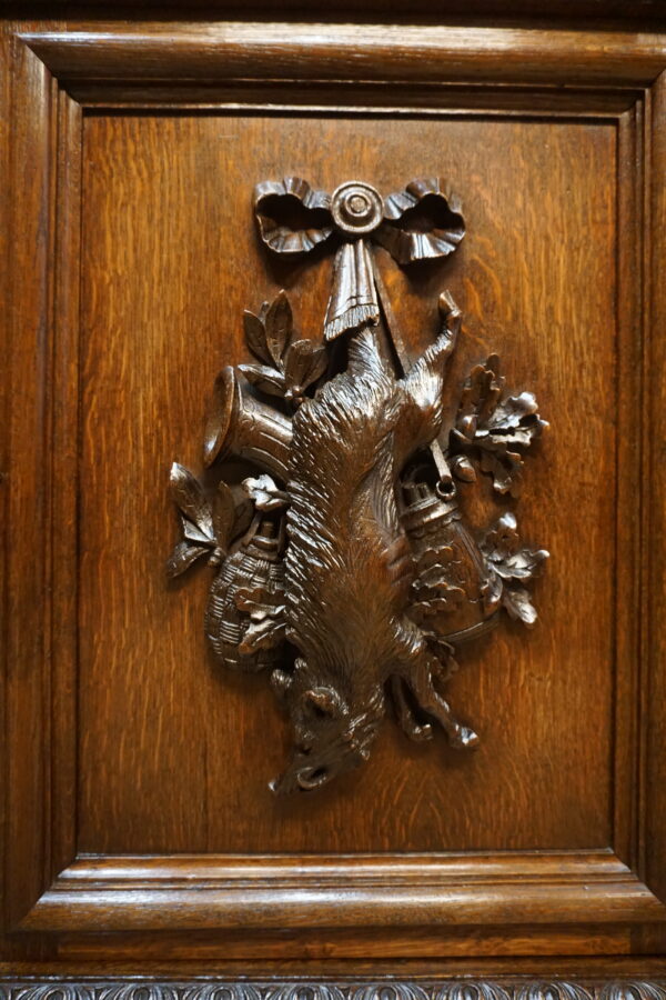 WYJĄTKOWA FRANCUSKA BIBLIOTEKA KREDENS MYŚLIWSKI – XIX w. – PO RENOWACJI