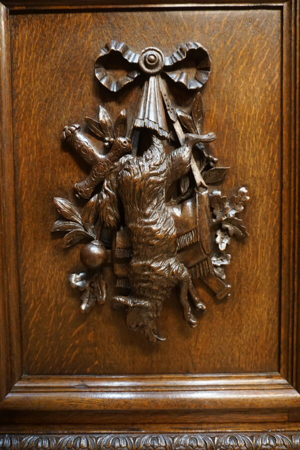 WYJĄTKOWA FRANCUSKA BIBLIOTEKA KREDENS MYŚLIWSKI – XIX w. – PO RENOWACJI