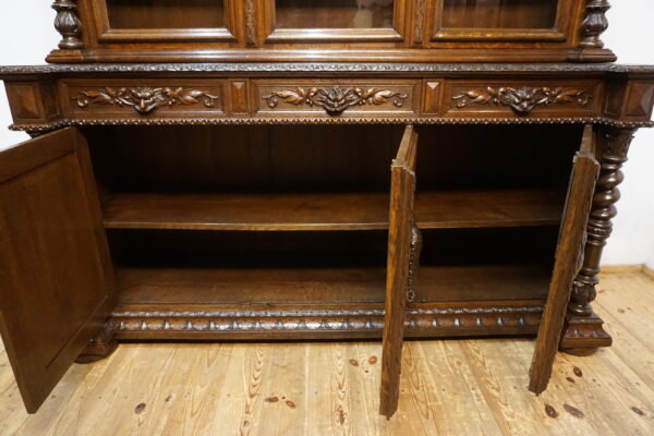 WYJĄTKOWA FRANCUSKA BIBLIOTEKA KREDENS MYŚLIWSKI – XIX w. – PO RENOWACJI