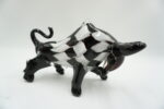 Szklana Figurka Dekoracyjna – Byk w Łaty BIAŁO CZARNY