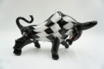 Szklana Figurka Dekoracyjna – Byk w Łaty BIAŁO CZARNY