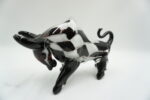 Szklana Figurka Dekoracyjna – Byk w Łaty BIAŁO CZARNY