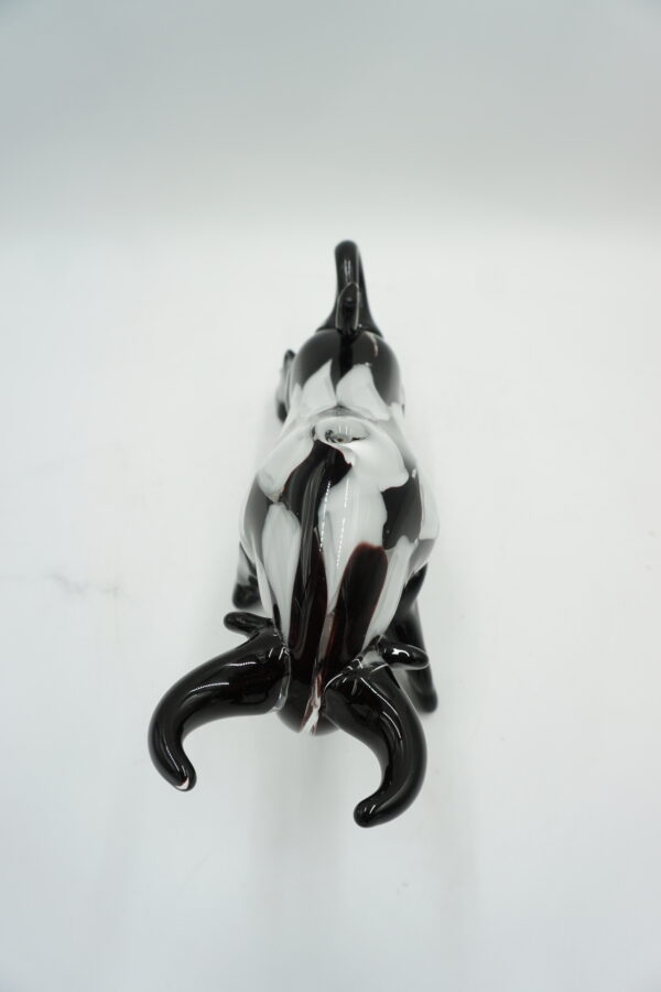 Szklana Figurka Dekoracyjna – Byk w Łaty BIAŁO CZARNY