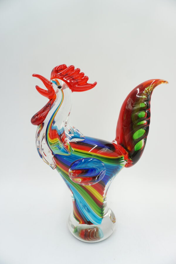 Szklana Figurka Dekoracyjna – Tęczowy Kogut