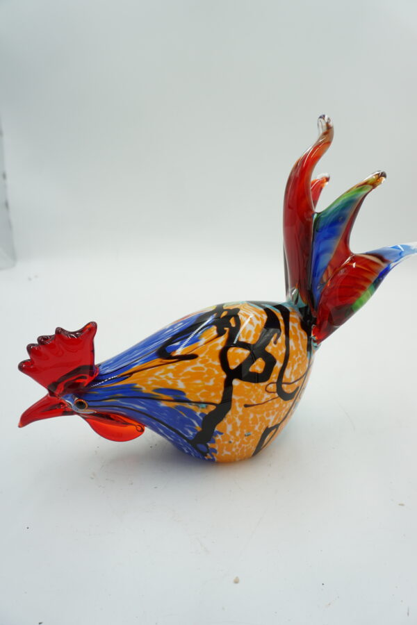 Szklana Figurka Dekoracyjna – Barwny Kogut „Abstrakcja”