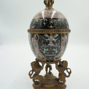 PIĘKNE JAJKO SZKATUŁKA PORCELANA Z BRĄZEM