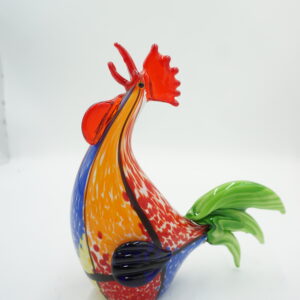 Szklana Figurka Dekoracyjna – Kogut w Nakrapiane Wzory