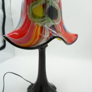 Lampa stojąca stołowa ze szklanym kloszem