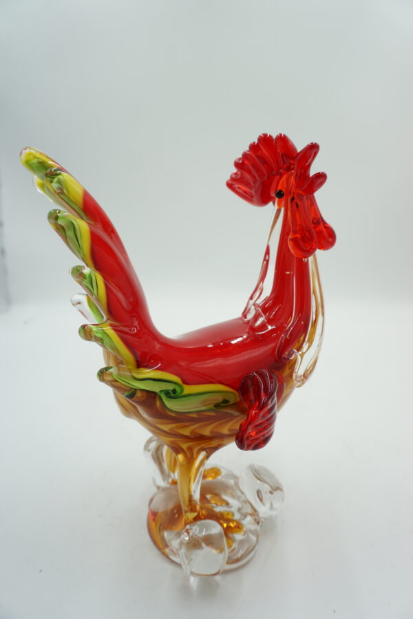 DEKORACYJNE piękne szkło FIGURA kolorowy kogut