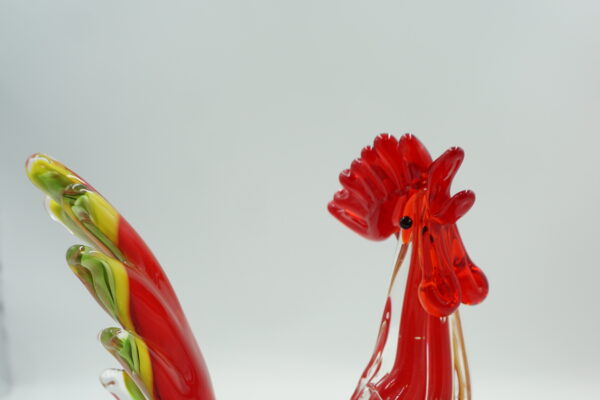 DEKORACYJNE piękne szkło FIGURA kolorowy kogut