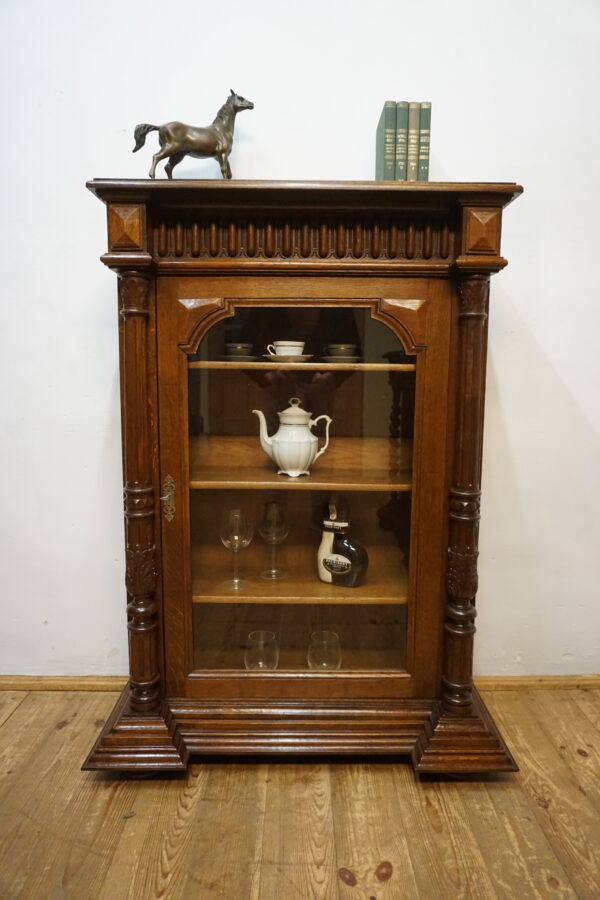 STARA EKLEKTYCZNA Dębowa Biblioteczka / Witryna Gabinetowa UNIKAT