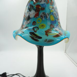 Lampa Stołowa ze SZKLANYM Turkusowym Kloszem – 53 cm