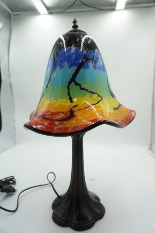 Lampa Stołowa ze SZKLANYM Wielobarwnym Kloszem – 53 cm