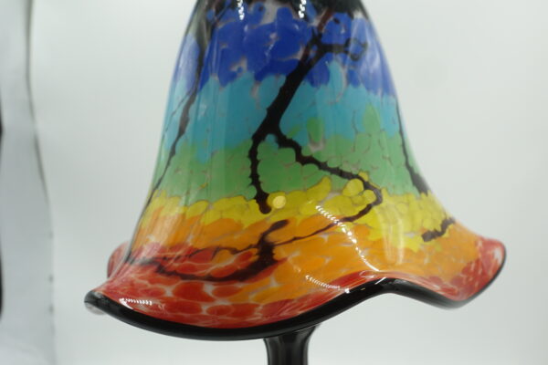 Lampa Stołowa ze SZKLANYM Wielobarwnym Kloszem – 53 cm