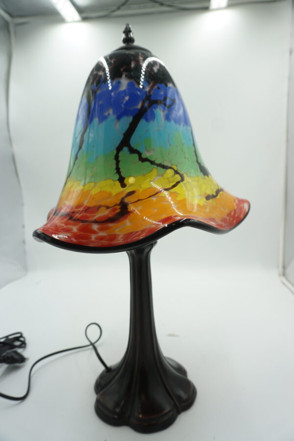 Lampa Stołowa ze SZKLANYM Wielobarwnym Kloszem – 53 cm