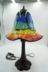 Lampa Stołowa ze SZKLANYM Wielobarwnym Kloszem – 53 cm