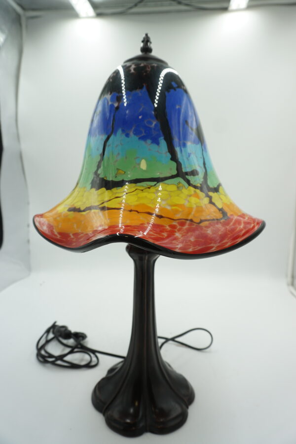 Lampa Stołowa ze SZKLANYM Wielobarwnym Kloszem – 53 cm