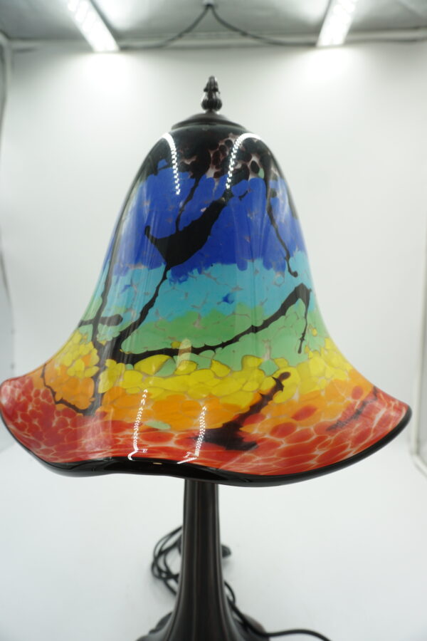 Lampa Stołowa ze SZKLANYM Wielobarwnym Kloszem – 53 cm