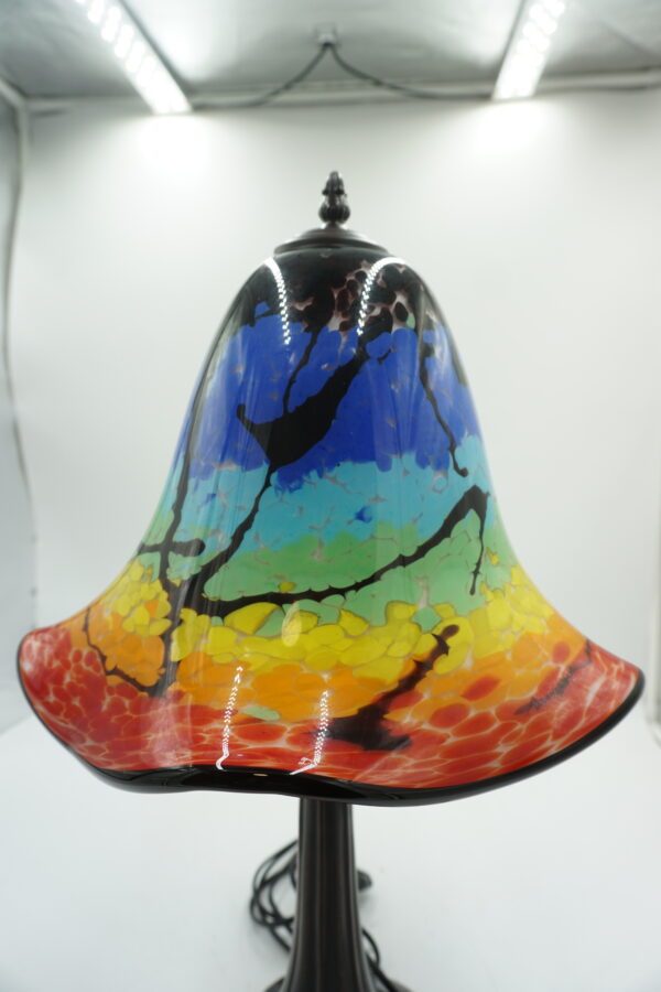 Lampa Stołowa ze SZKLANYM Wielobarwnym Kloszem – 53 cm