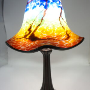 Lampa Stołowa ze SZKLANYM Wielobarwnym Kloszem – 53 cm