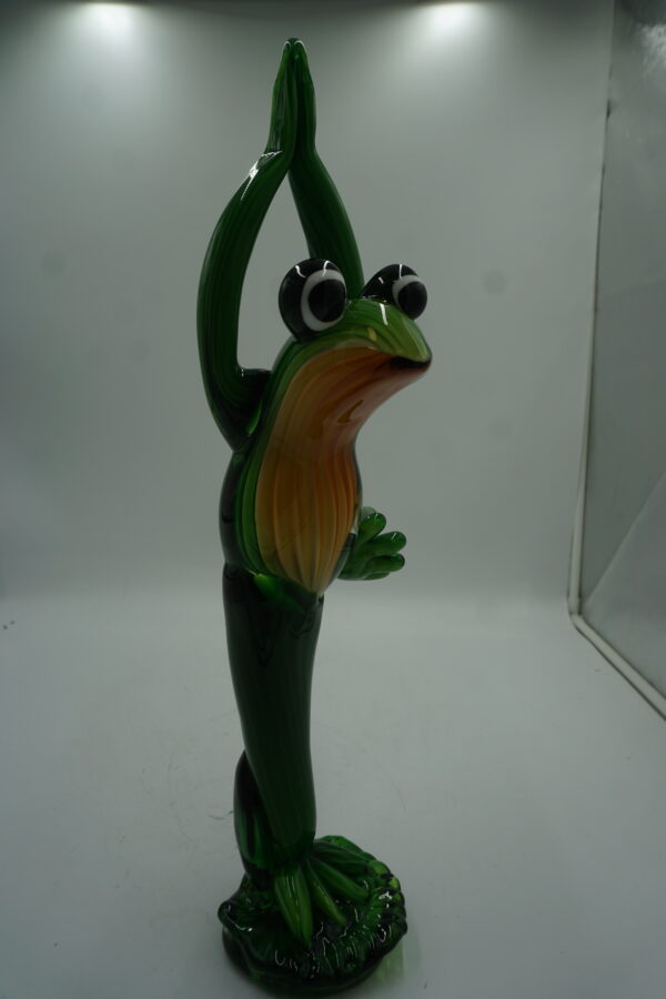 DUŻA Szklana Figurka Żaby (Yoga) – 46 cm