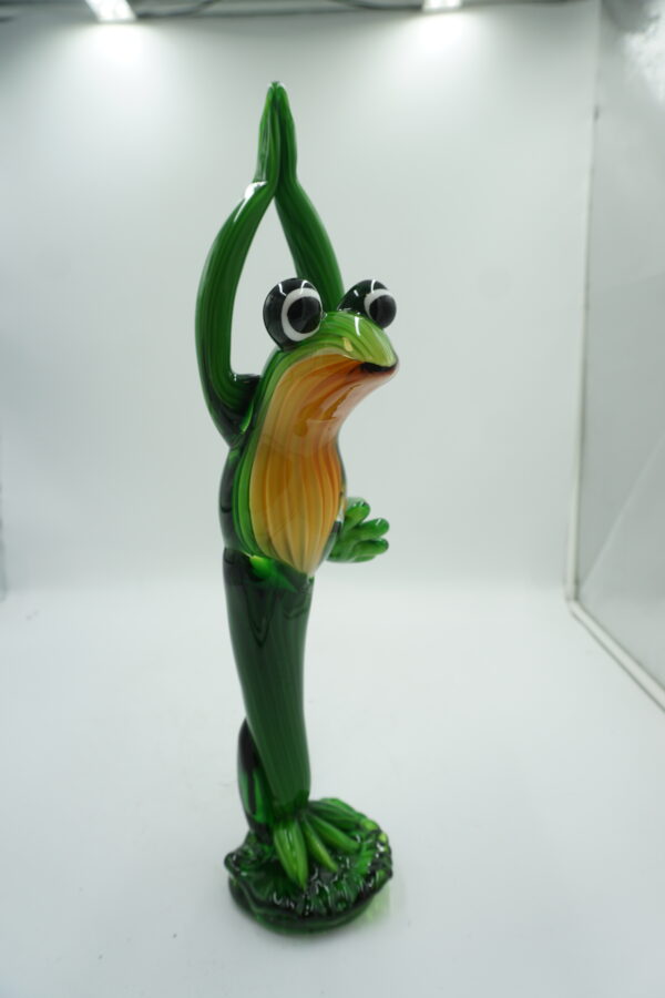 DUŻA Szklana Figurka Żaby (Yoga) – 46 cm