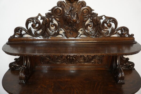 STARY MYŚLIWSKI BUFET KOMODA Z DUŻĄ BOGATO RZEŹBIONĄ NADSTAWKĄ ORYGINAŁ