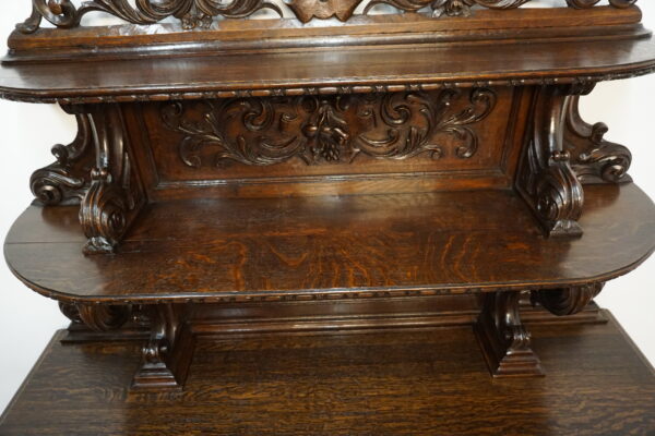 STARY MYŚLIWSKI BUFET KOMODA Z DUŻĄ BOGATO RZEŹBIONĄ NADSTAWKĄ ORYGINAŁ