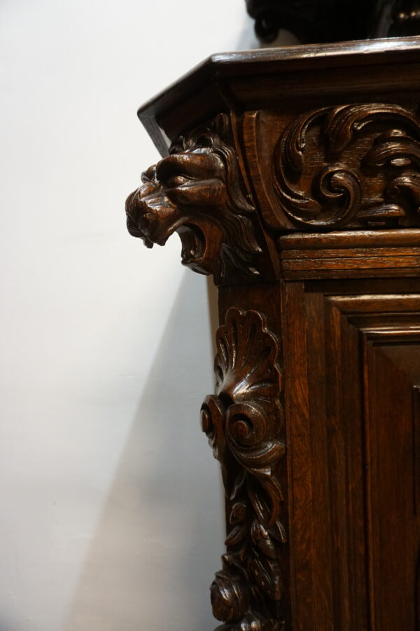 STARY MYŚLIWSKI BUFET KOMODA Z DUŻĄ BOGATO RZEŹBIONĄ NADSTAWKĄ ORYGINAŁ