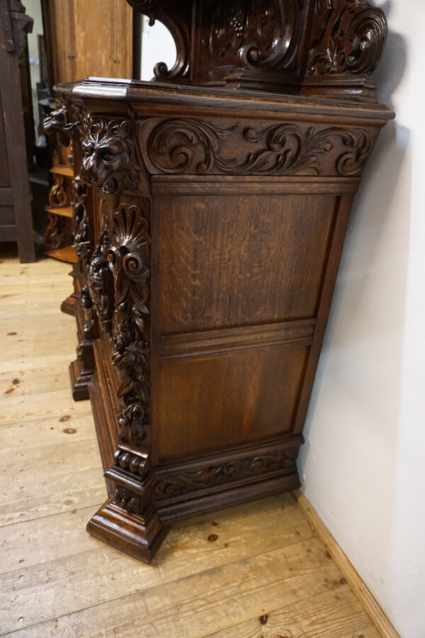 STARY MYŚLIWSKI BUFET KOMODA Z DUŻĄ BOGATO RZEŹBIONĄ NADSTAWKĄ ORYGINAŁ