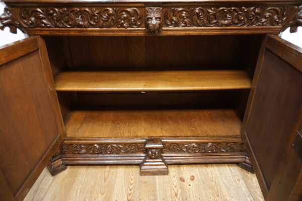 STARY MYŚLIWSKI BUFET KOMODA Z DUŻĄ BOGATO RZEŹBIONĄ NADSTAWKĄ ORYGINAŁ