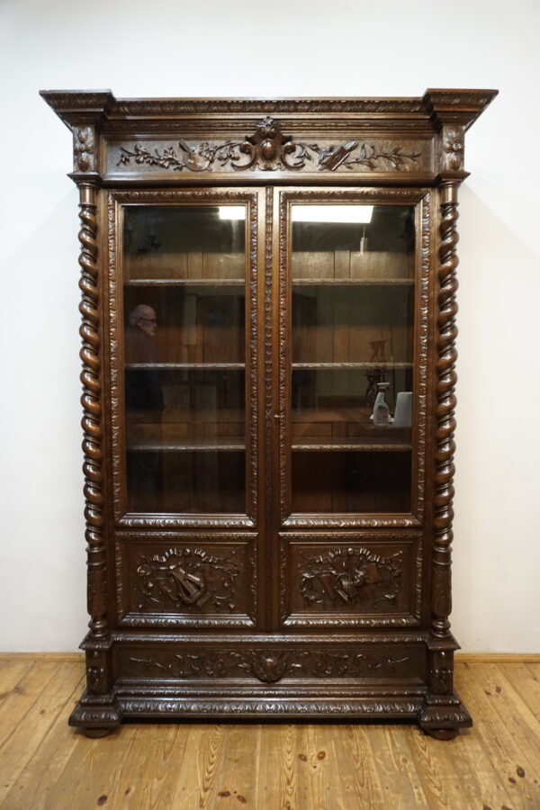 STARA BOGATO RZEŹBIONA BIBLIOTEKA NEORENESANS FRANCJA