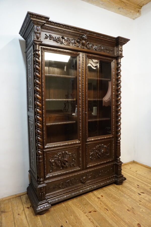 STARA BOGATO RZEŹBIONA BIBLIOTEKA NEORENESANS FRANCJA