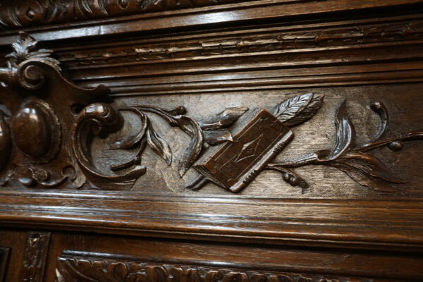 STARA BOGATO RZEŹBIONA BIBLIOTEKA NEORENESANS FRANCJA