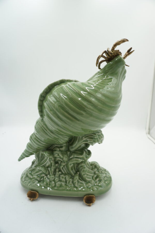 Dekoracyjny Porcelanowy Wazon w Kształcie Muszli z Krabami z brązu