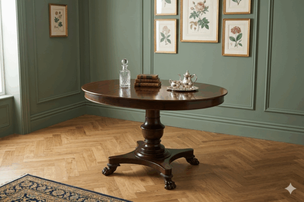 ELEGANCKI OWALNY STOLIK NA LWICH ŁAPACH GABINETOWY DO GRY