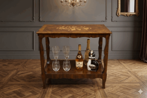 STYLOWY STOLIK KAWOWY BAREK Z INTARSJĄ FRANCJA