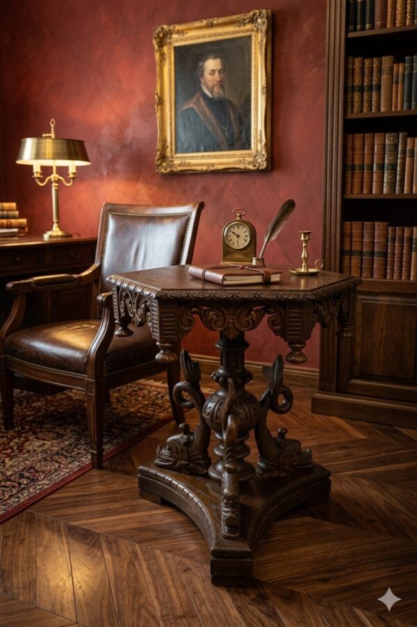 Kolekcjonerski Stolik Gabinetowy "Delfiny" – Renesansowa Elegancja