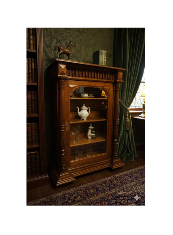STARA EKLEKTYCZNA Dębowa Biblioteczka / Witryna Gabinetowa UNIKAT