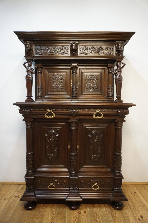 MONUMENTALNY KABINET NEORENESANSOWY – Figuralny bogato rzeźbiony