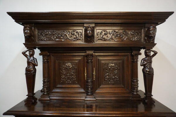 MONUMENTALNY KABINET NEORENESANSOWY – Figuralny bogato rzeźbiony