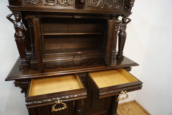MONUMENTALNY KABINET NEORENESANSOWY – Figuralny bogato rzeźbiony
