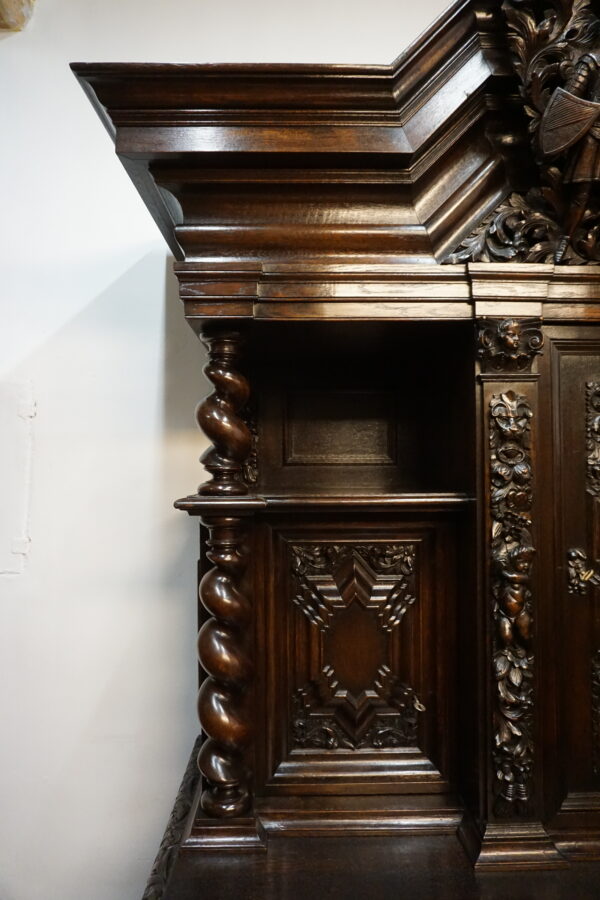 UNIKAT! Figuralny Kredens Bogato RZEŹBIONY BAROK DĄB RYCERZE