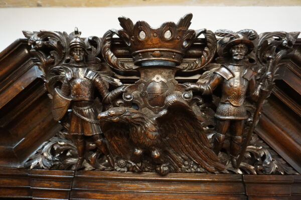 UNIKAT! Figuralny Kredens Bogato RZEŹBIONY BAROK DĄB RYCERZE