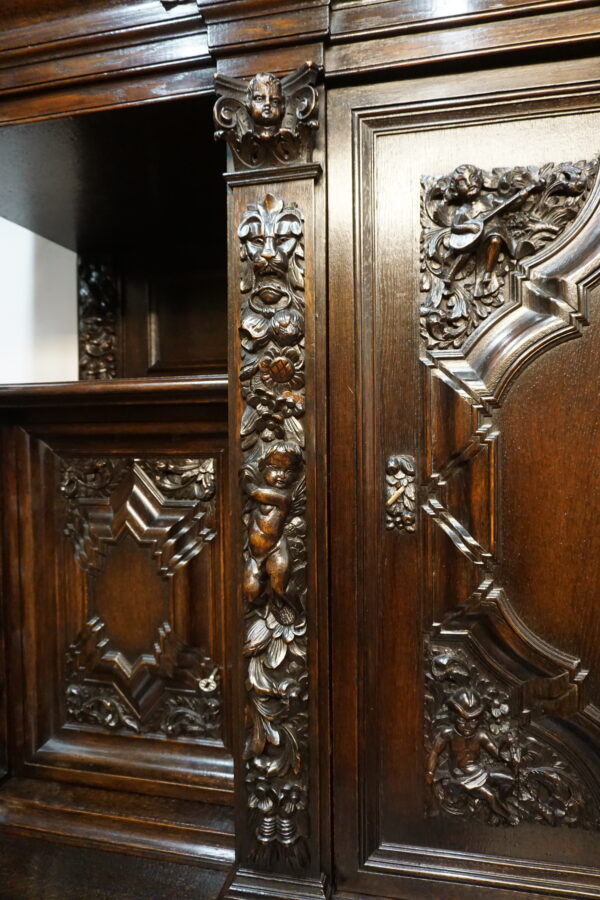 UNIKAT! Figuralny Kredens Bogato RZEŹBIONY BAROK DĄB RYCERZE