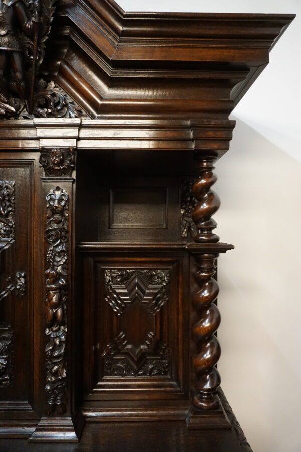 UNIKAT! Figuralny Kredens Bogato RZEŹBIONY BAROK DĄB RYCERZE